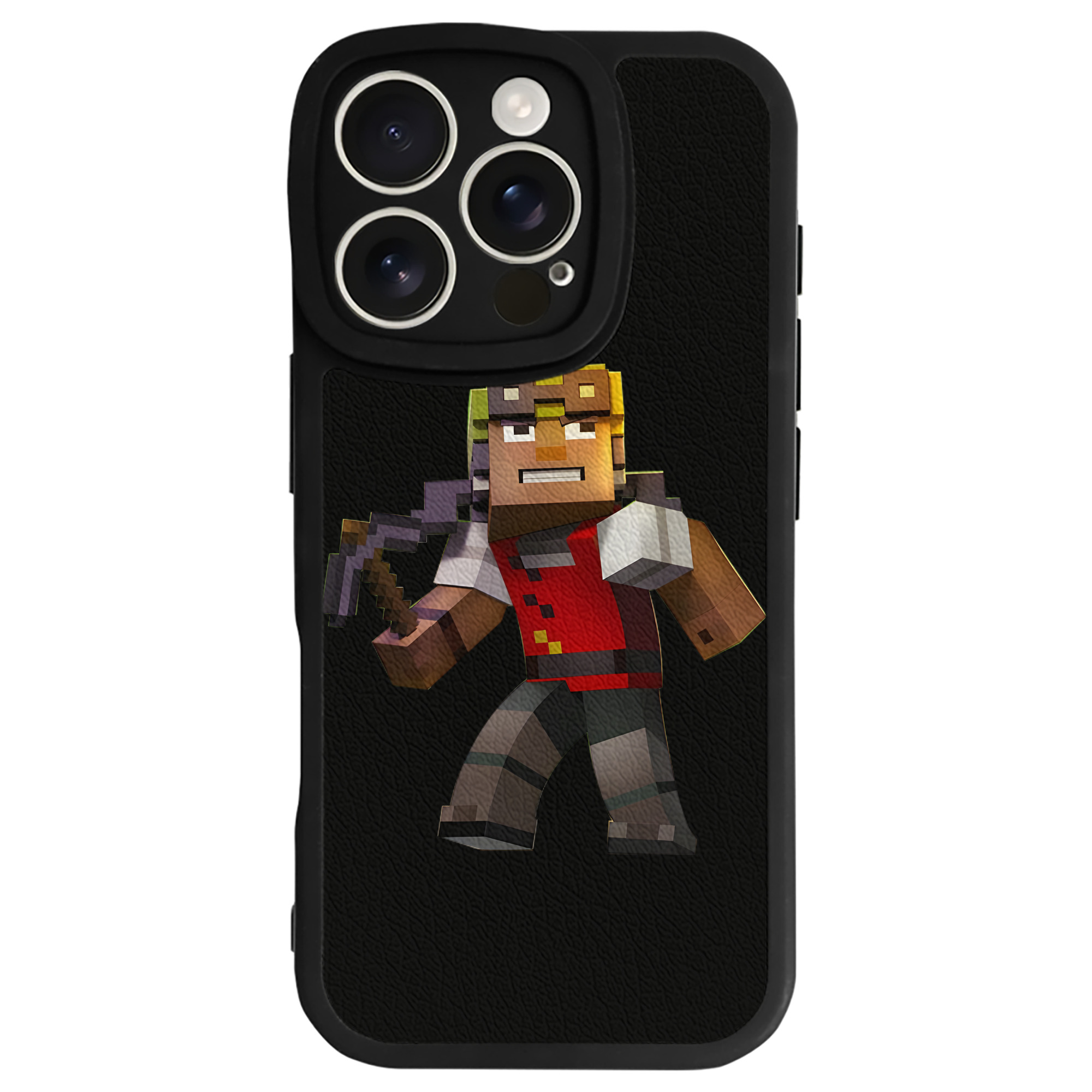（画像用） マインクラフト ブロックの世界 Minecraft MC Block world 【iPhone 16シリーズ対応】シリコンスマホケース（レザー調） 材質：シリコン